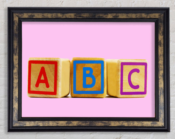 Three Alphabet Blocks Pink Framed Print