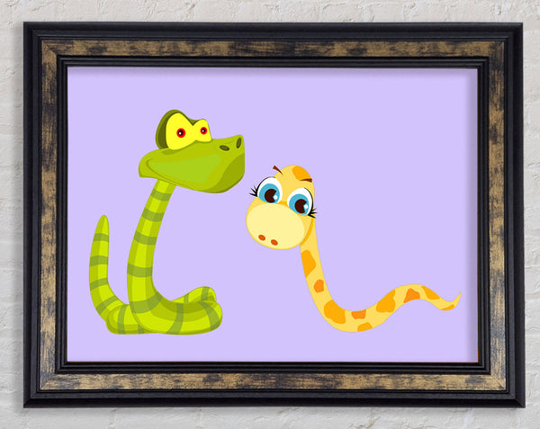 Two Snakes Lilac Framed Print