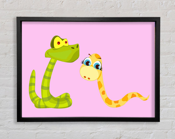 Two Snakes Pink Framed Print