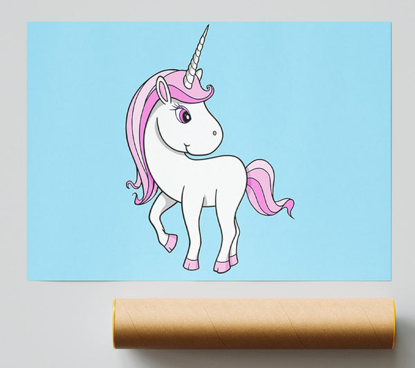 Unicorn Walking Baby Blue Print