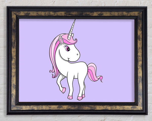 Unicorn Walking Lilac Framed Print