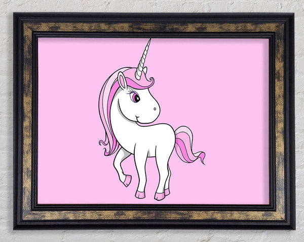 Unicorn Walking Pink Framed Print
