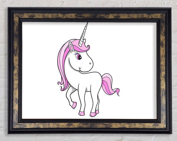 Unicorn Walking White Framed Print
