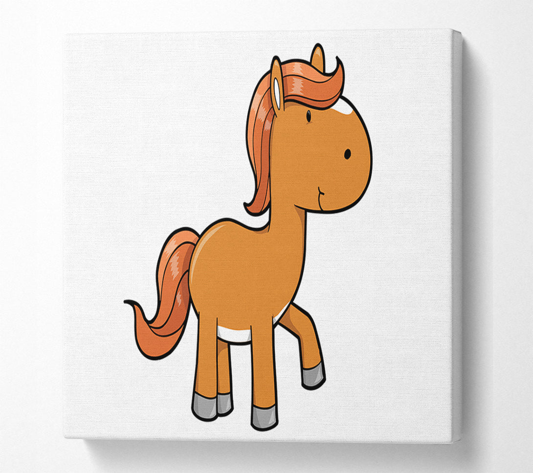  A Canvas Print of Walking Pony Horse White Canvas Art