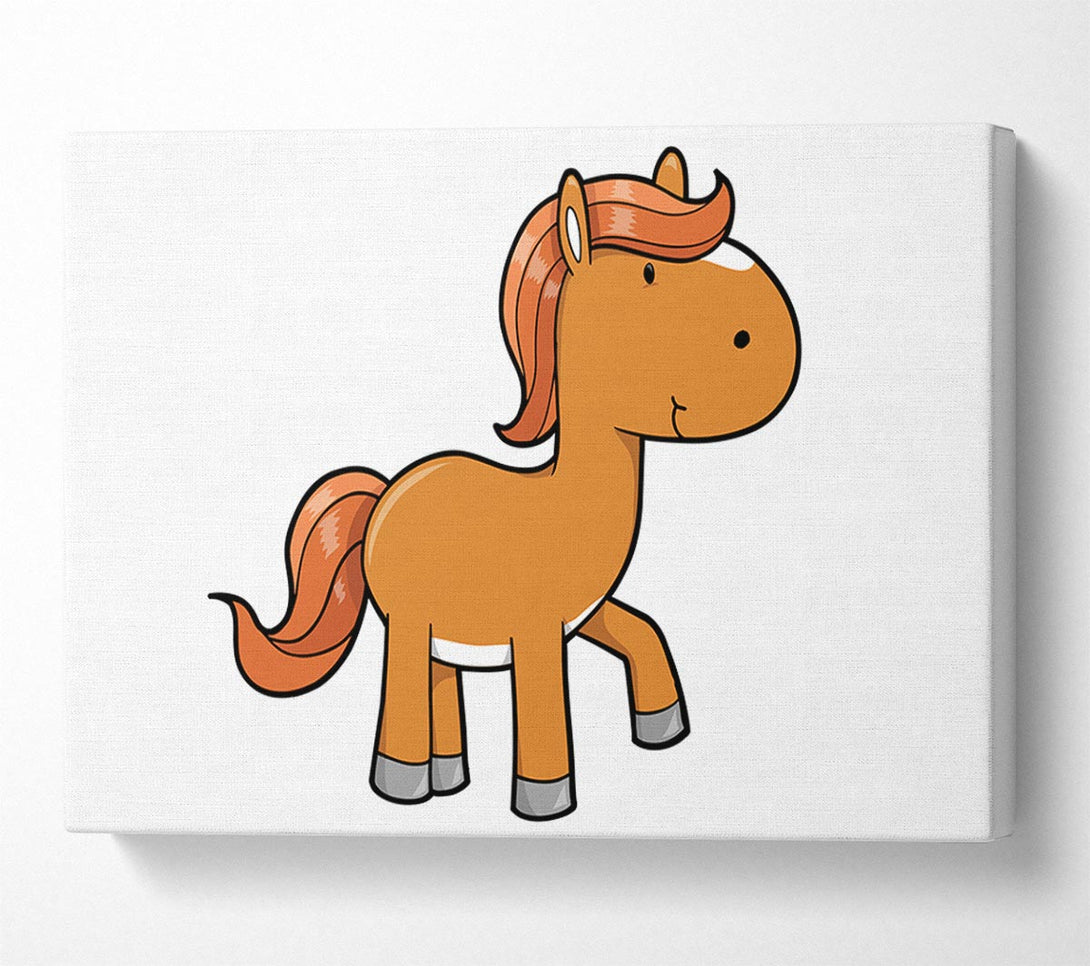  A Canvas Print of Walking Pony Horse White Canvas Art