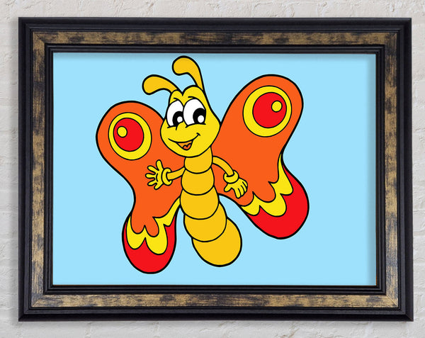 Waving Butterfly Baby Blue Framed Print