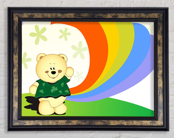 Waving Rainbow Bear Lilac Framed Print