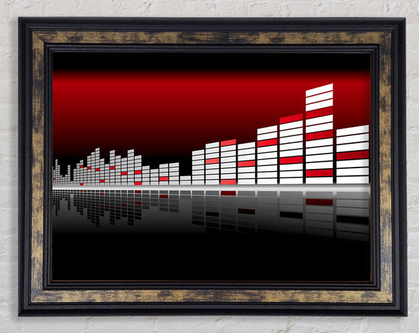 Graphic Equalizer Red Framed Print