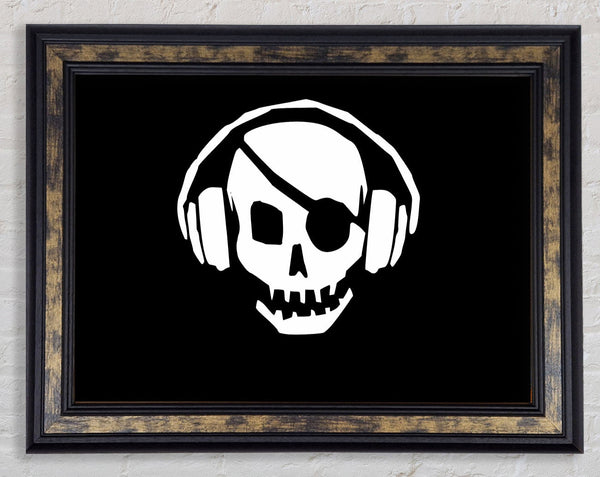Skeleton Pirate Headphones Framed Print