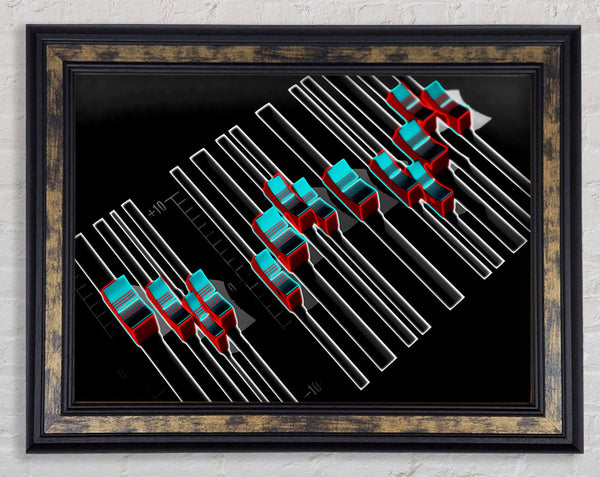 Equalizer Desk Retro Framed Print