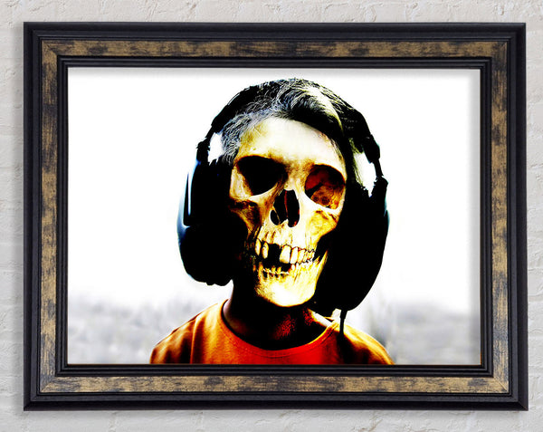 Headphone Skeleton Framed Print