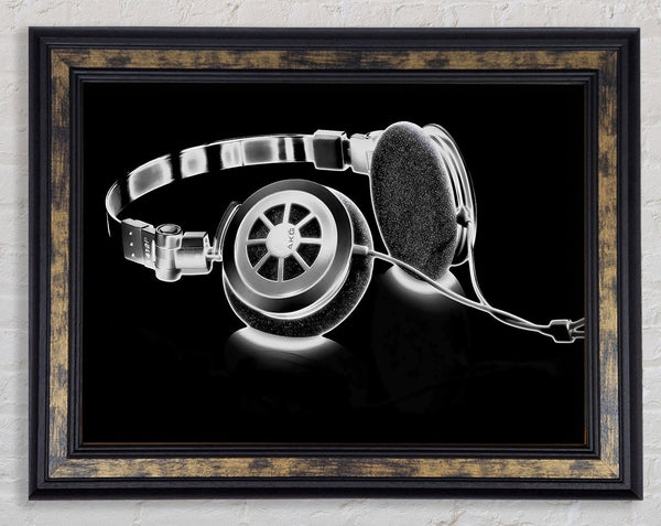 Headphones B n W Framed Print