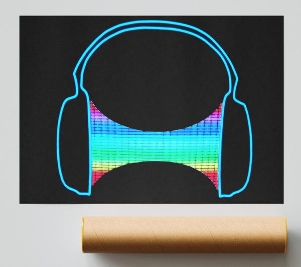 Headphone Funk Black Poster