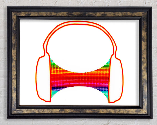Headphone Funk White Framed Print