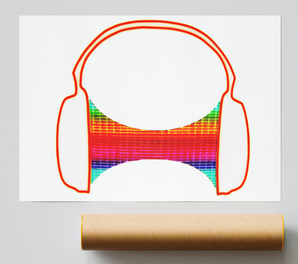 Headphone Funk White Print