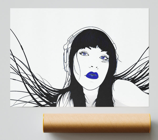 Headphone Girl Poster