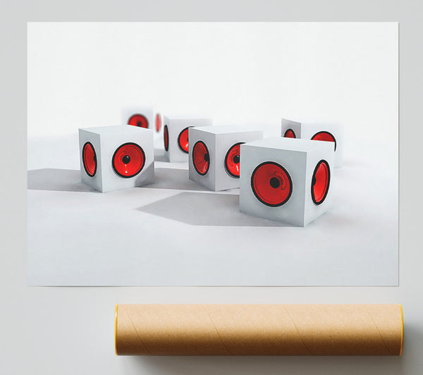 Red Speaker Cubes Giclee Print