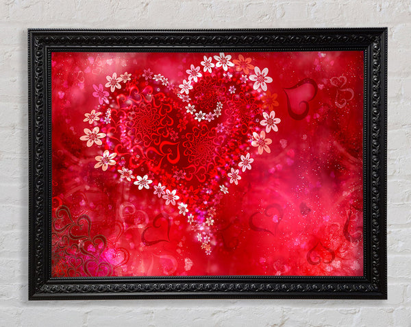 Love Heart Flowers Framed Print