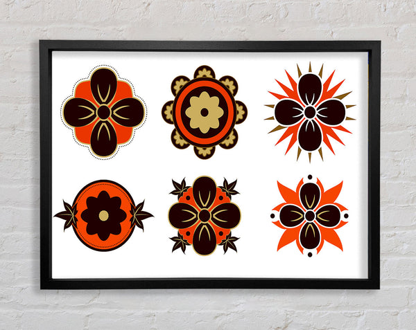 Orange And Brown Flower Heads Framed Print