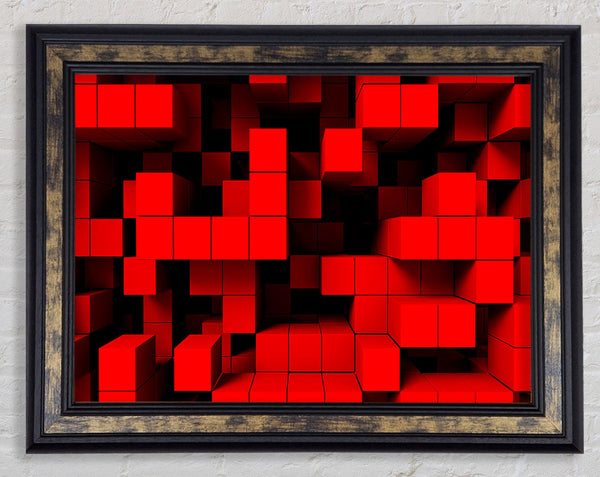 Red Cubism Framed Print