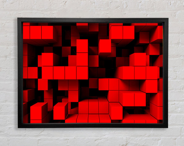 Red Cubism Framed Print