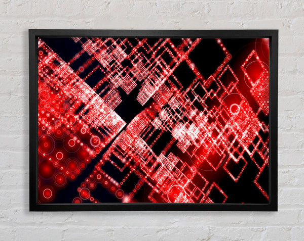 Red Surreal City Blocks Framed Print