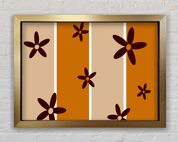 Chocolate Daisy Stripes Framed Print
