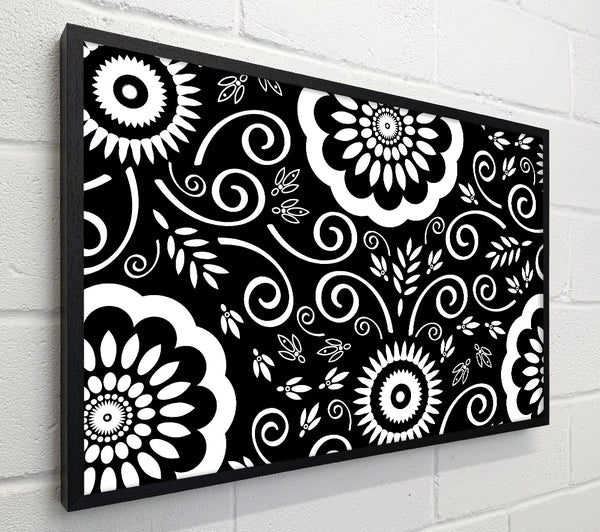 Flock Of Flowers White On Black