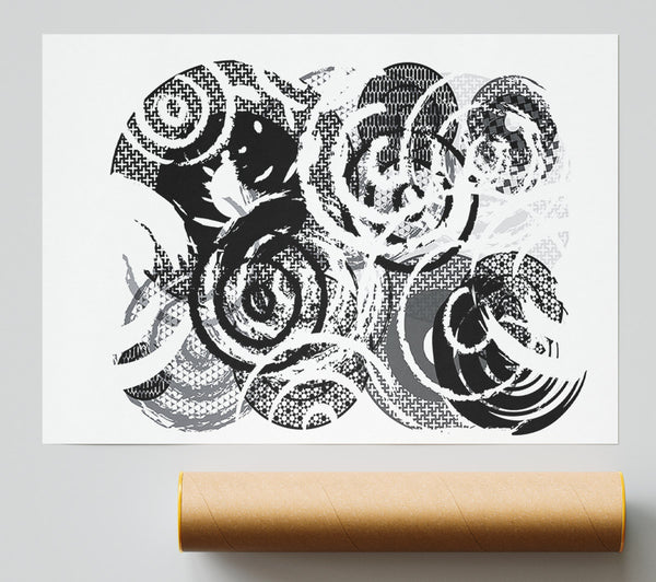 Swirls Of Circles B N W Print