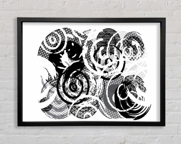Swirls Of Circles B n W Framed Print