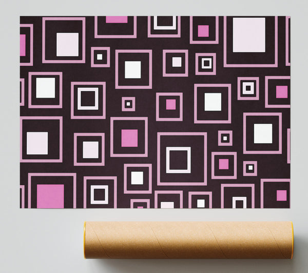Squares In Squares Pink Poster