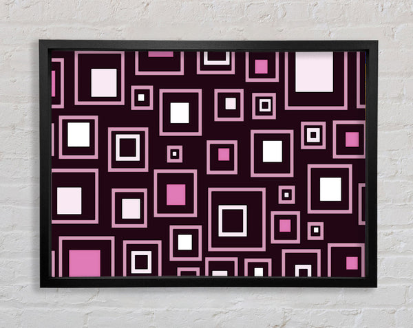 Squares In Squares Pink Framed Print