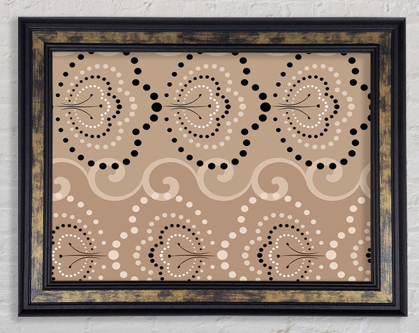 Beige Waves Of Flowers Framed Print