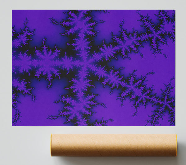 Internal Snow Flake Black On Purple Poster