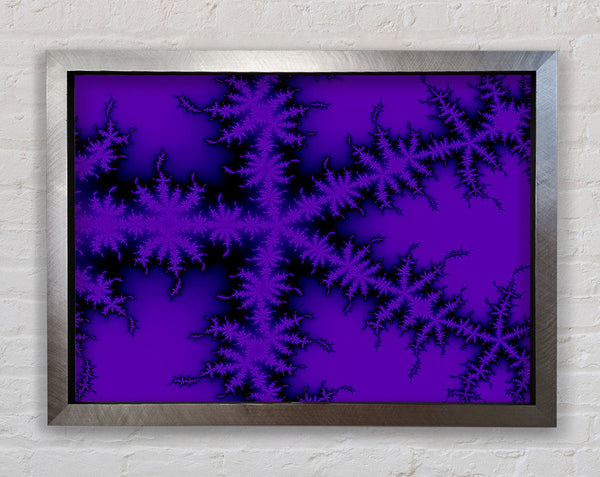 Internal Snow Flake Black On Purple Framed Print