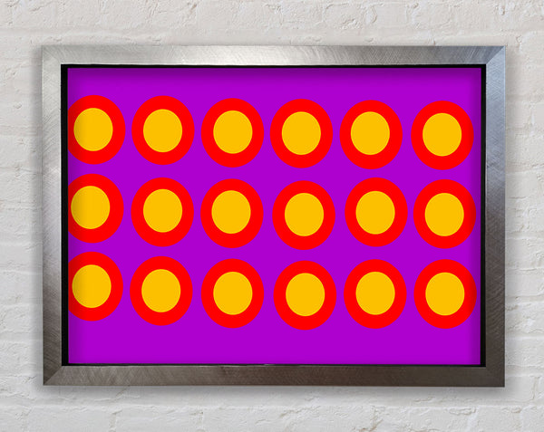 Circles Of Light Yellow On Purple Framed Print