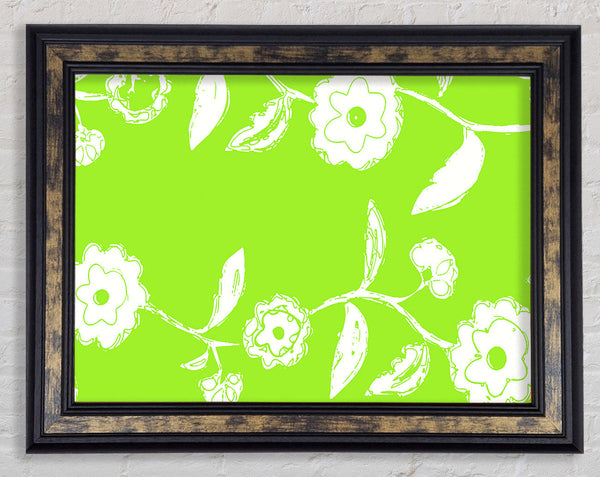 Flower Essence Lime Green Framed Print