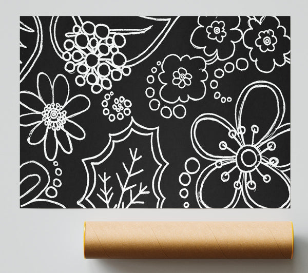 Bloom White On Black Giclee Print