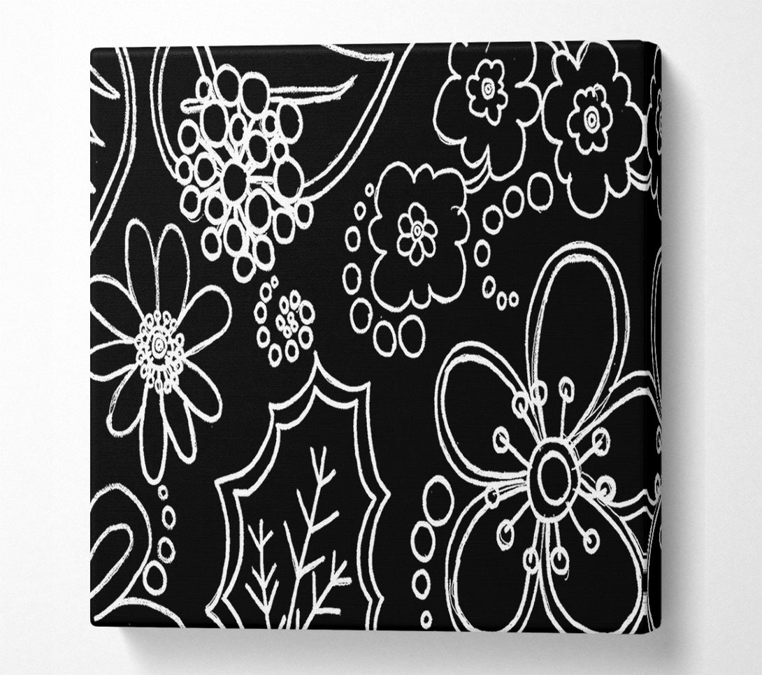  A Canvas Print of Bloom White On Black Canvas Art