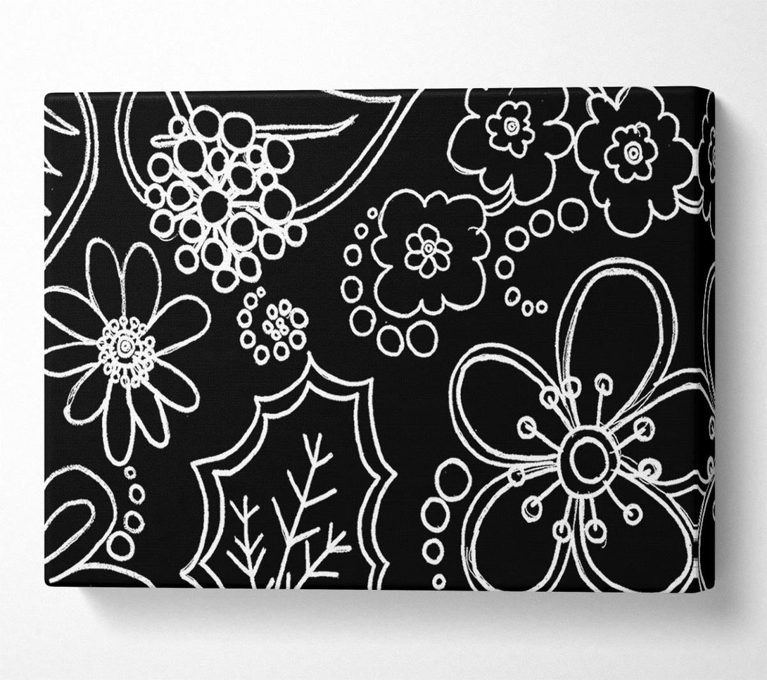  A Canvas Print of Bloom White On Black Canvas Art