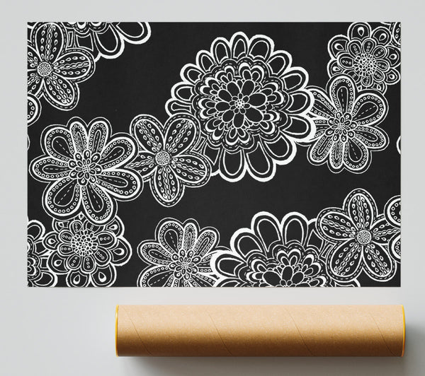 White On Black Bloom Giclee Print