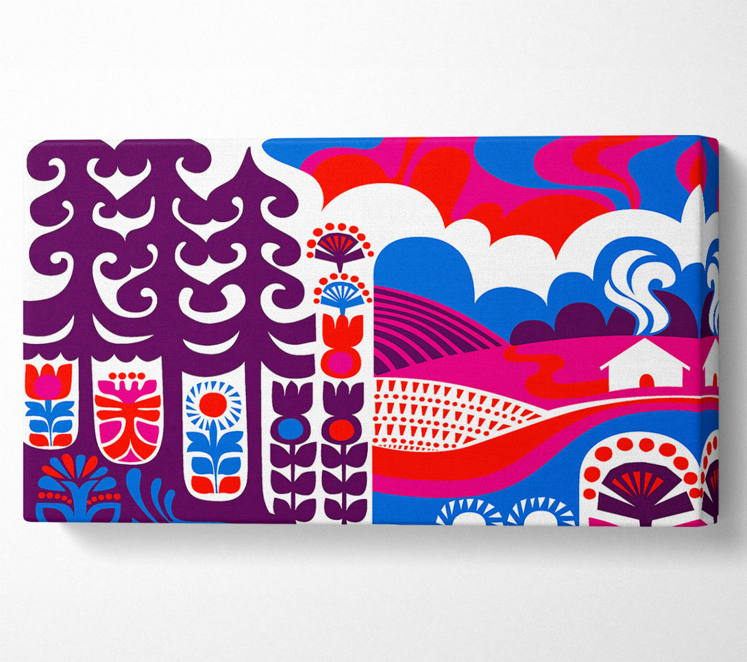  A Canvas Print of Psychedelic Multi-Coloured Hills Canvas Print
