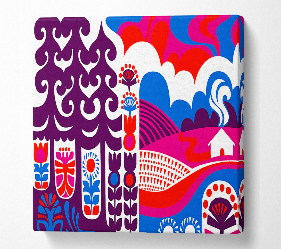  A Canvas Print of Psychedelic Multi-Coloured Hills Canvas Print