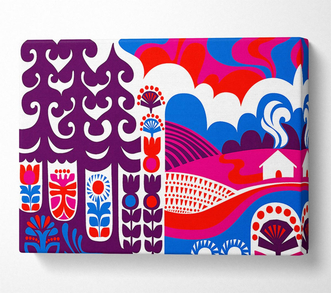  A Canvas Print of Psychedelic Multi-Coloured Hills Canvas Print