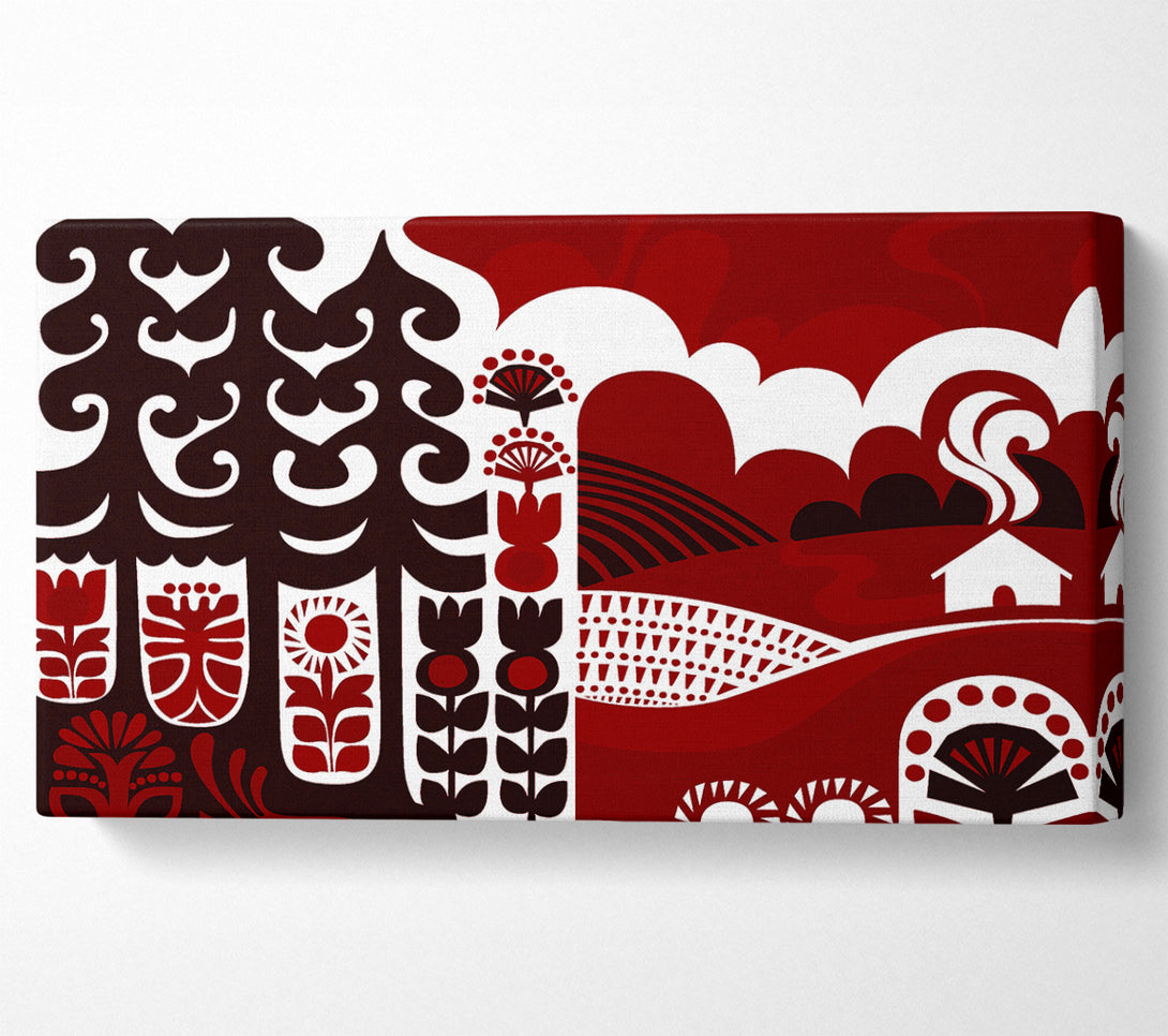  A Canvas Print of Abstract Hills Maroon Canvas Art