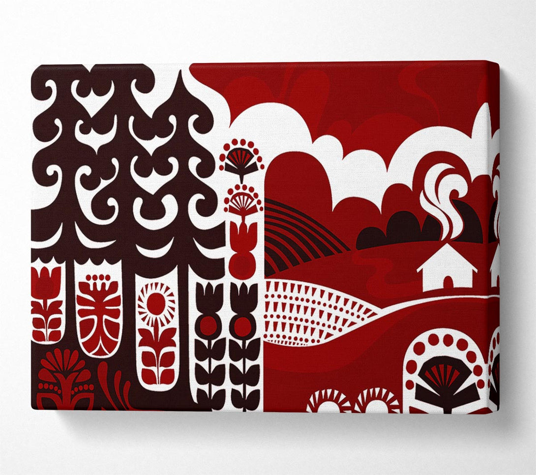  A Canvas Print of Abstract Hills Maroon Canvas Art