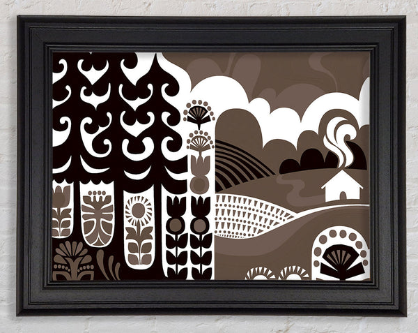 Abstract Hills Brown Framed Print