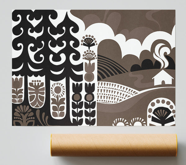 Abstract Hills Brown Giclee Print