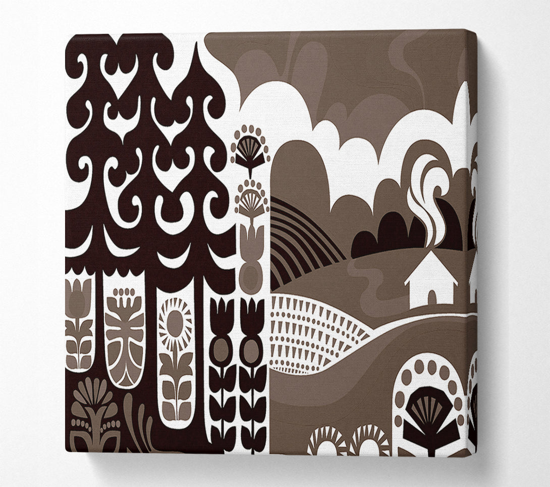  A Canvas Print of Abstract Hills Brown Canvas Wall Art