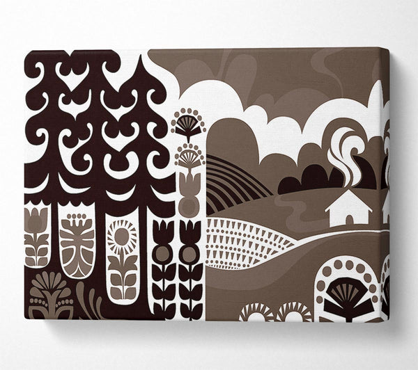  A Canvas Print of Abstract Hills Brown Canvas Wall Art